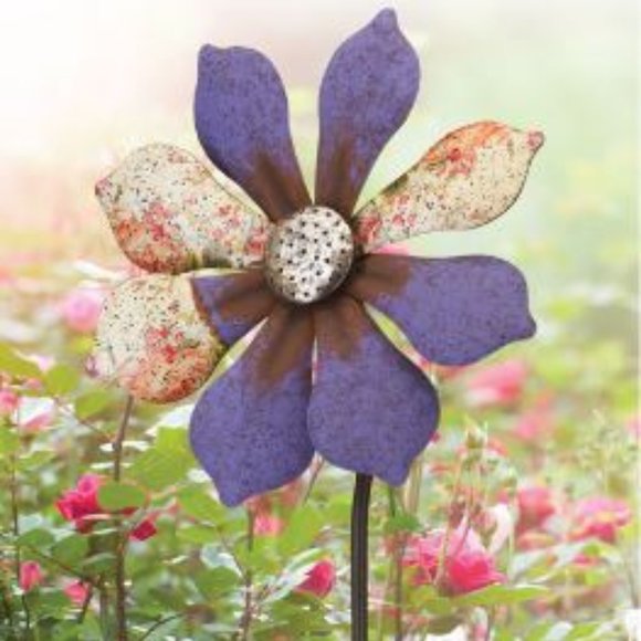 Regal Art & Gift Rustic Flower Wind Spinner - Purple - Picture 1 of 2